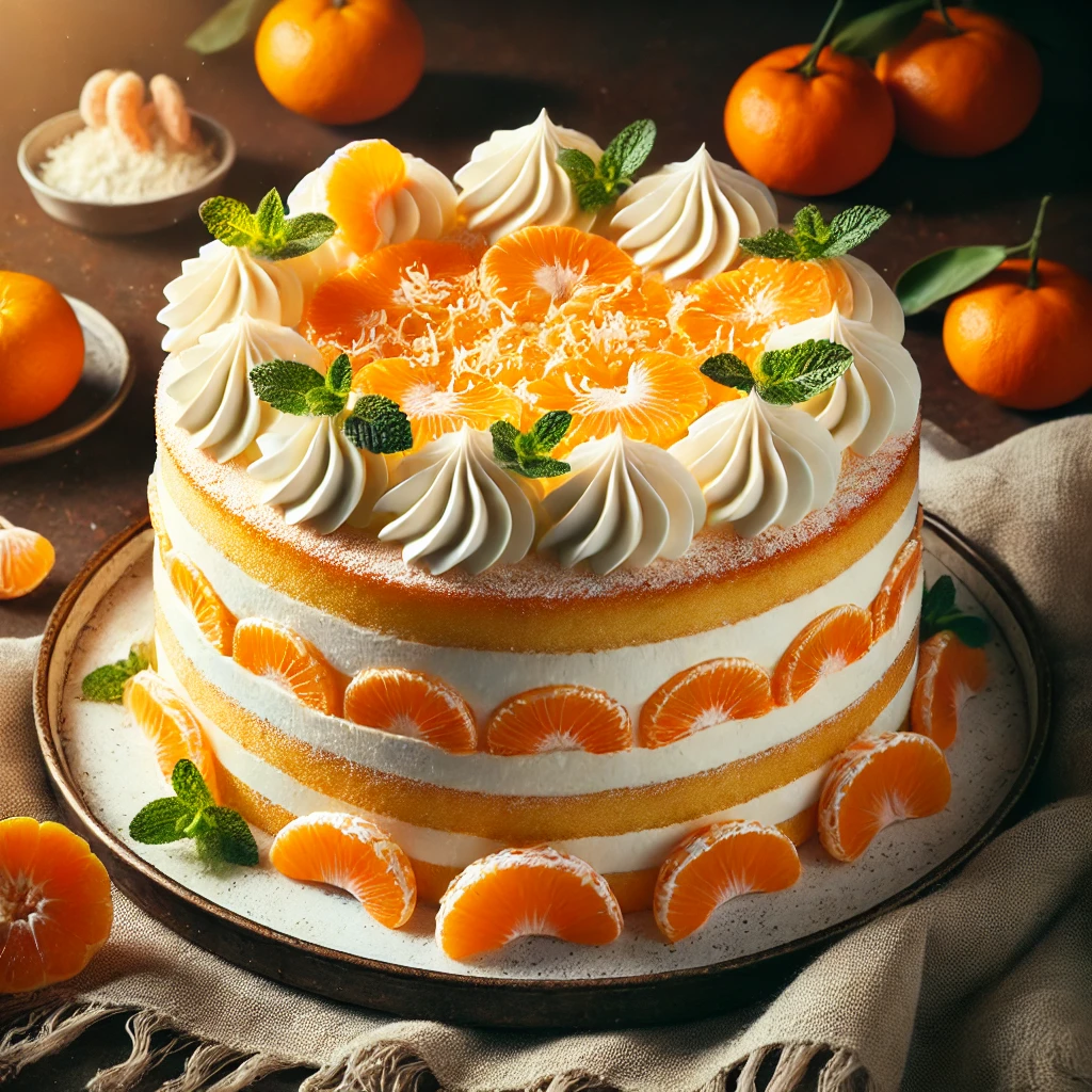 Kremasta Torta sa Mandarinama i Belim Kremom